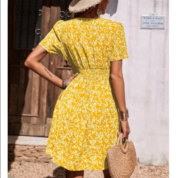 Boho floral print puff sleeve dress - Picture 6 of 16